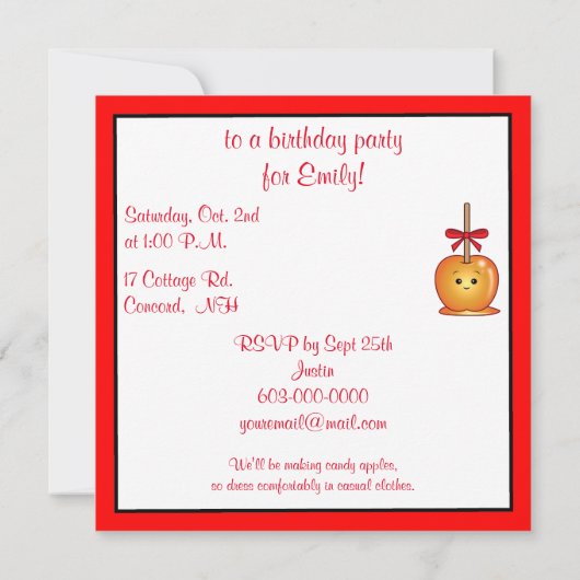 Caramel Apple met een verjaardagsfeestje van Bow Kaart (Achterkant)