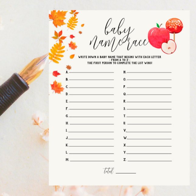 Caramel Apple Red Baby shower Naam Race Game (Creator heeft geüpload)