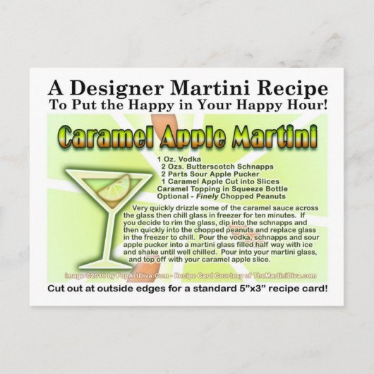 Caramel Apple Snoep Martini Recept Kaart Briefkaar (Voorkant)