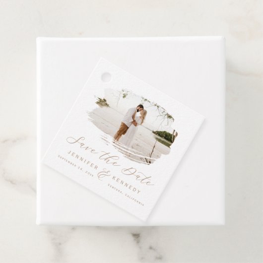 Caramel Beige Romantic geborsteld Lijst Opslaan da Bedankjes Labels (In situ)