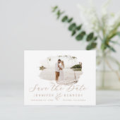 Caramel Beige Romantic geborsteld Lijst sparen de  Briefkaart (Staand voorkant)