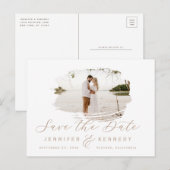 Caramel Beige Romantic geborsteld Lijst sparen de  Briefkaart (Voorkant / Achterkant)