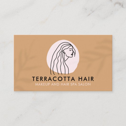 Caramel Brown Barber Leaf Shade Vrouw Hair Visitekaartje (Voorkant)