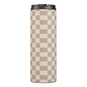 Caramel Brown Checkered Brown Caramel Pattern Thermosbeker (Achterkant)