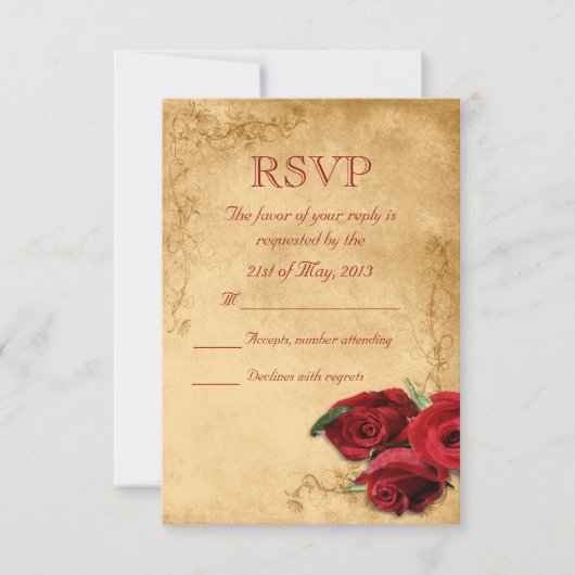  Caramel Brown & Roos bruiloft RSVP Kaartje (Voorkant)
