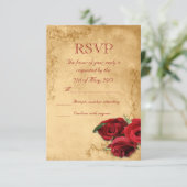  Caramel Brown & Roos bruiloft RSVP Kaartje (Staand voorkant)