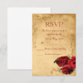  Caramel Brown & Roos bruiloft RSVP Kaartje (Voorkant / Achterkant)