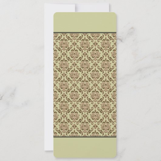 Caramel Cafe Golden Limoen Damask Wedding Invites Kaart (Achterkant)