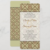 Caramel Cafe Golden Limoen Damask Wedding Invites Kaart (Voorkant / Achterkant)
