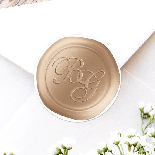 Caramel Calligraphy Monogram Wax Seal Stickers