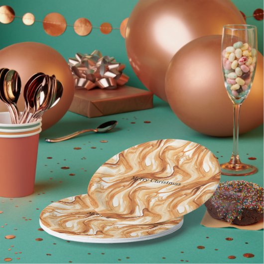 Caramel Carmel Candy Swirls Christmas Papieren Bordje (Multi)