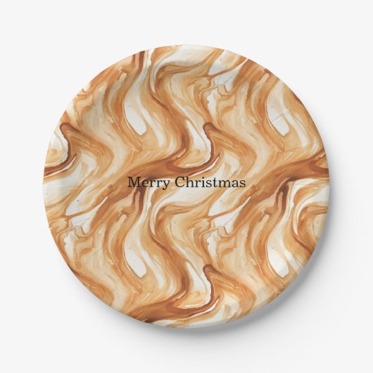 Caramel Carmel Candy Swirls Christmas Papieren Bordje (Voorkant)