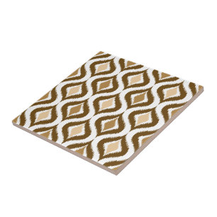 Caramel Coffee Brown Retro Chic Ikat druppelt Patr Tegeltje