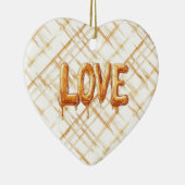 Caramel Cream Stripes Love Keramisch Ornament (Rechts)