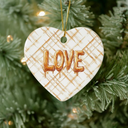 Caramel Cream Stripes Love Keramisch Ornament (Boom)