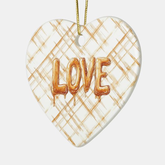 Caramel Cream Stripes Love Keramisch Ornament (Links)