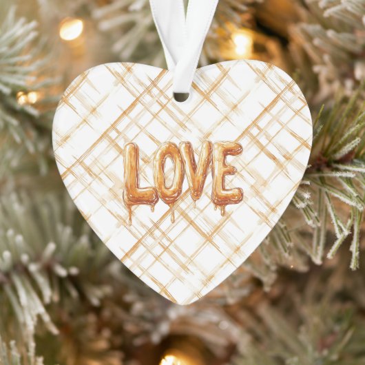 Caramel Cream Stripes Love Ornament (Boom)