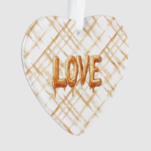 Caramel Cream Stripes Love Ornament (voorkant)