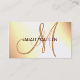 Caramel crème, eenvoudige aangepaste monogram visitekaartje
