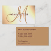 Caramel crème, eenvoudige aangepaste monogram visitekaartje (Voorkant / Achterkant)