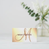 Caramel crème, eenvoudige aangepaste monogram visitekaartje (Staand voorkant)
