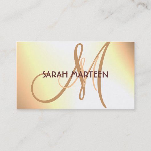Caramel crème, eenvoudige aangepaste monogram visitekaartje (Voorkant)
