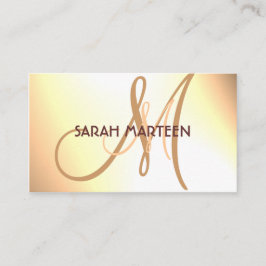 Caramel crème, eenvoudige aangepaste monogram visitekaartje