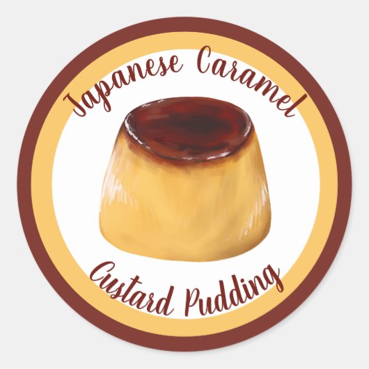 Caramel Custard Pudding Label Stickers (Voorkant)