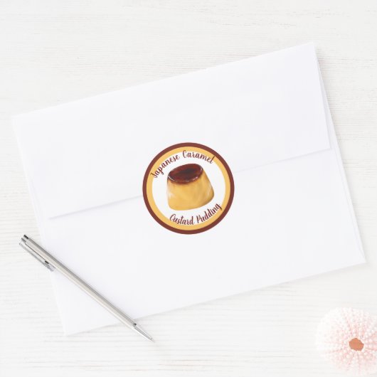 Caramel Custard Pudding Label Stickers (Envelop)