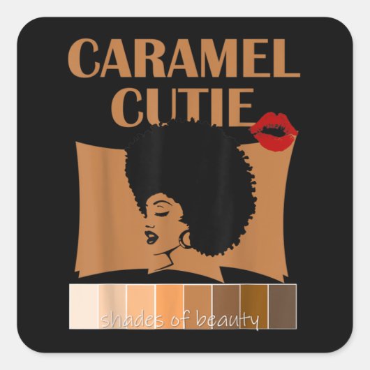 Caramel Cutie Natural voor schaduwen van zwarte kl Vierkante Sticker (Voorkant)