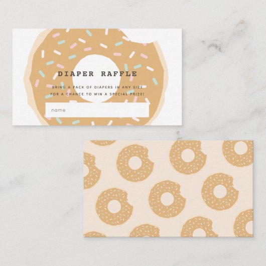 Caramel Donut Baby shower Luier Raffle Ticket Informatiekaartje (Voorkant / Achterkant)