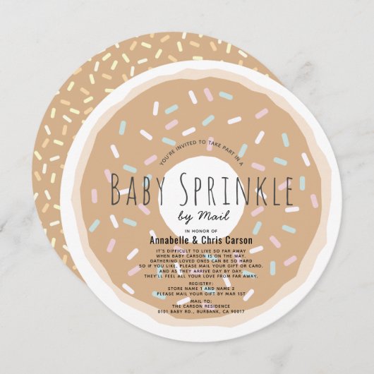 Caramel Donut Baby Sprinkle Shower by Mail Circle Kaart (Voorkant / Achterkant)