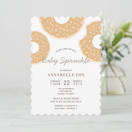 Caramel Donut Baby Sprinkle Shower Kaart (Staand voorkant)