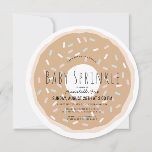 Caramel Donut Virtual Baby Sprinkle Douche Circle Kaart (Voorkant)