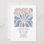 Caramel & Dusty Blue Abstract Floral Boho Wedding Kaart (Voorkant)