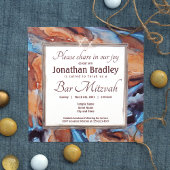 Caramel en Blauwe Marmeren Bar Mitswa Uitnodiging