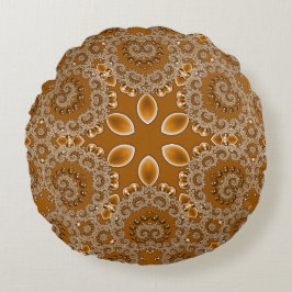 Caramel Fractal Kantwerk Rond Kussen