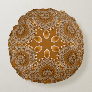 Caramel Fractal Kantwerk Rond Kussen