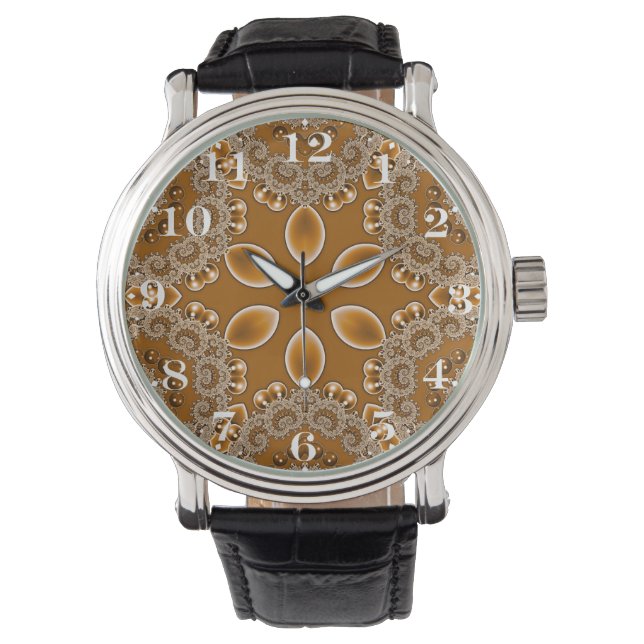Caramel Fractal Lace  Horloge (Voorkant)