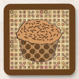 Caramel Frosted Cupcake met sprinken Bier Onderzetter