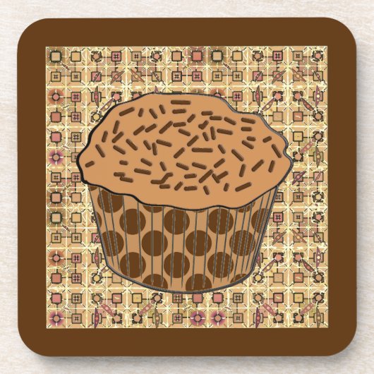 Caramel Frosted Cupcake met sprinken Bier Onderzetter (Voorkant)