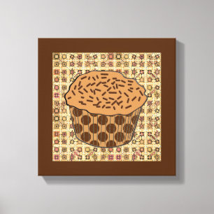 Caramel Frosted Cupcake met sprinken Canvas Afdruk