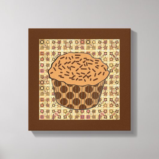 Caramel Frosted Cupcake met sprinken Canvas Afdruk (Voorkant)