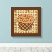 Caramel Frosted Cupcake met sprinken Canvas Afdruk (Insitu (Houten vloer))