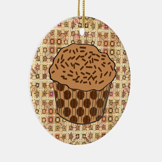 Caramel Frosted Cupcake met sprinken Keramisch Ornament (Rechts)