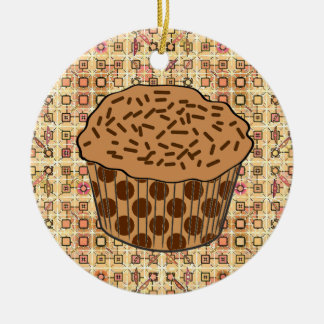 Caramel Frosted Cupcake met sprinken Keramisch Ornament