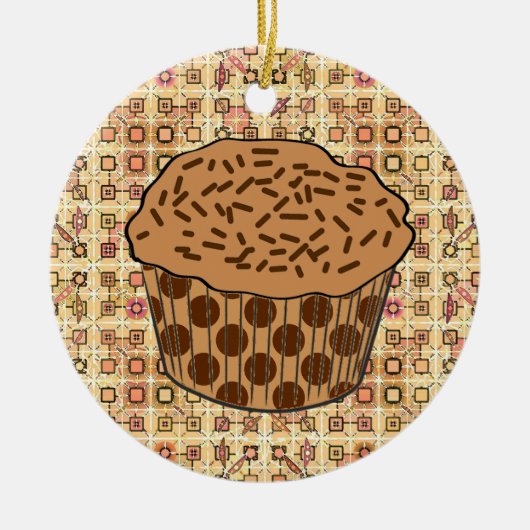 Caramel Frosted Cupcake met sprinken Keramisch Ornament (Voorkant)