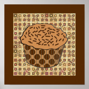 Caramel Frosted Cupcake met sprinken Poster