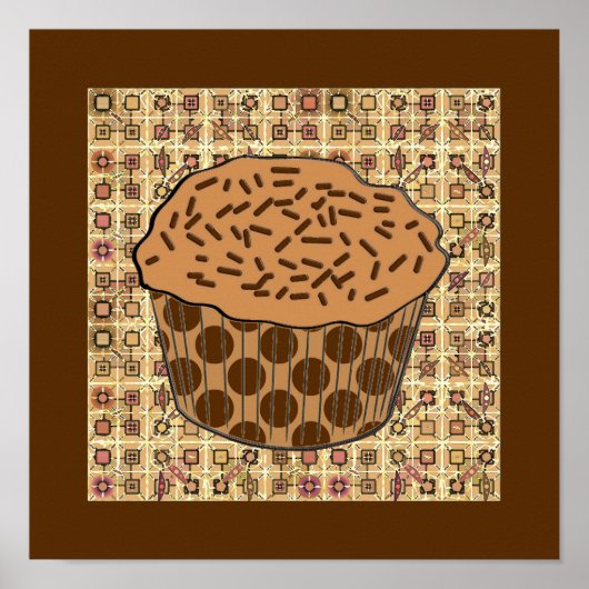 Caramel Frosted Cupcake met sprinken Poster (Voorkant)