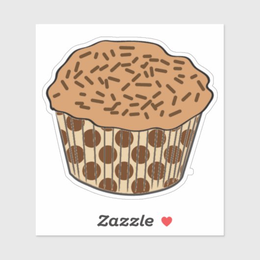 Caramel Frosted Cupcake met sprinken Sticker (Vel)